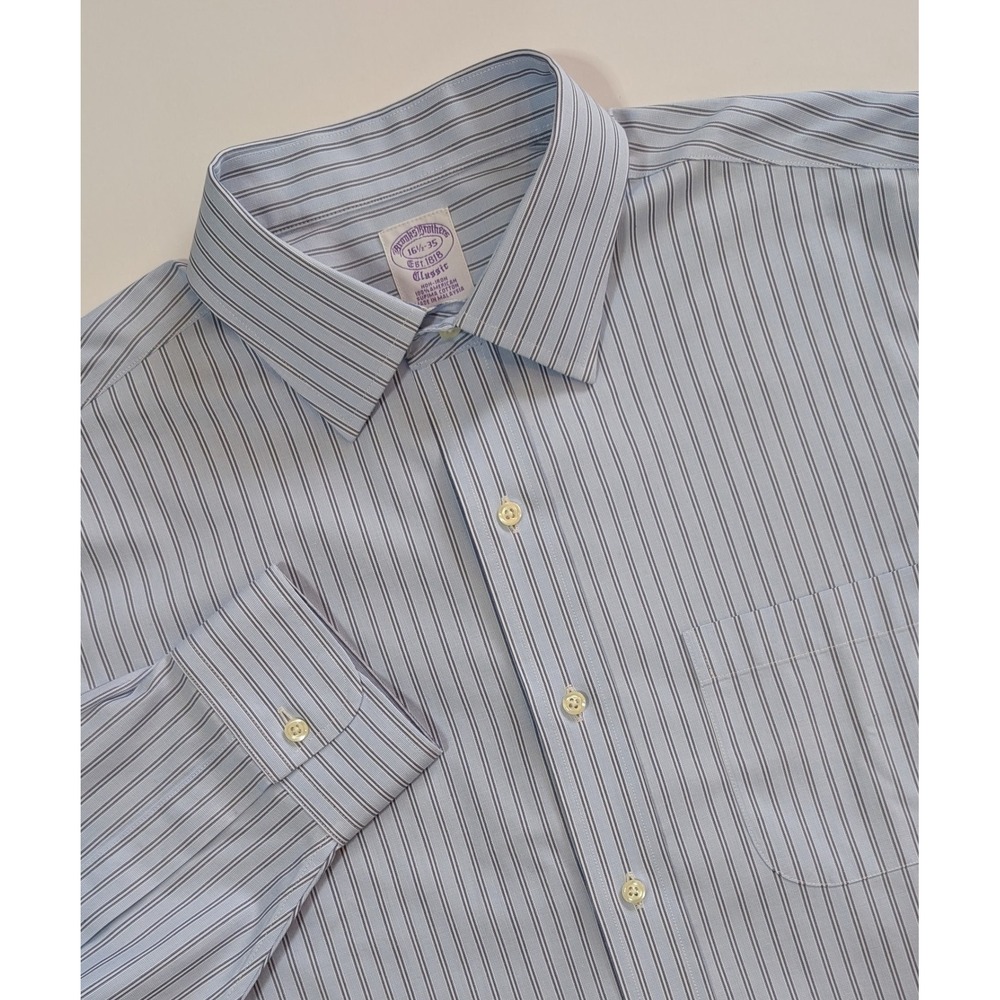 NWOT Brooks Brothers Mens 16.5 35 Classic Supima Cotton Striped Shirt BEAUTIFUL